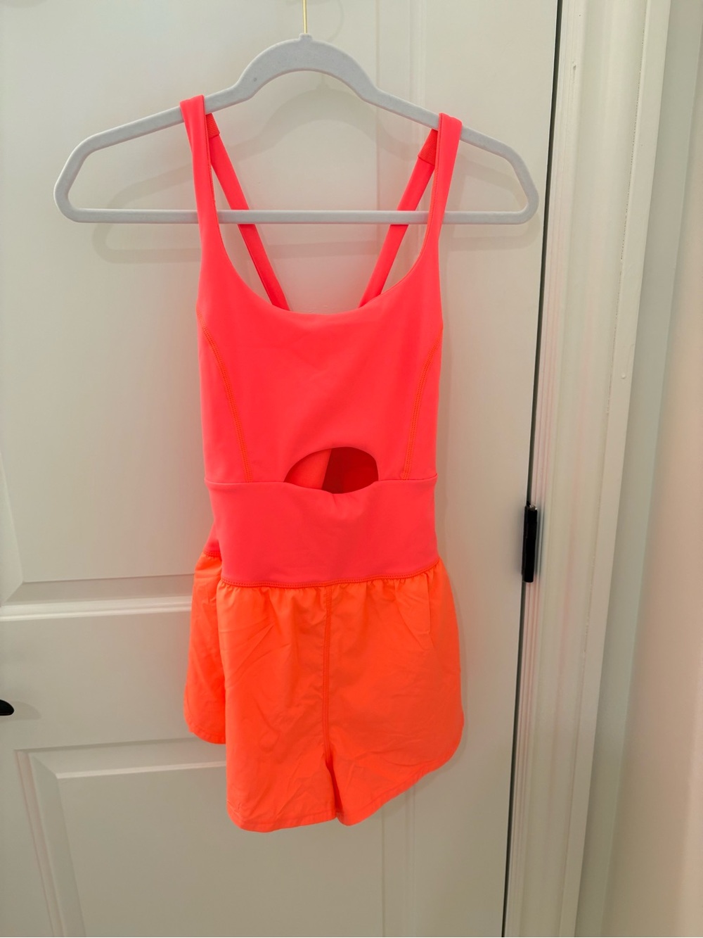 Free People Movement Neon Coral Righteous Runsie Bodysuit - Picture 2 of 4
